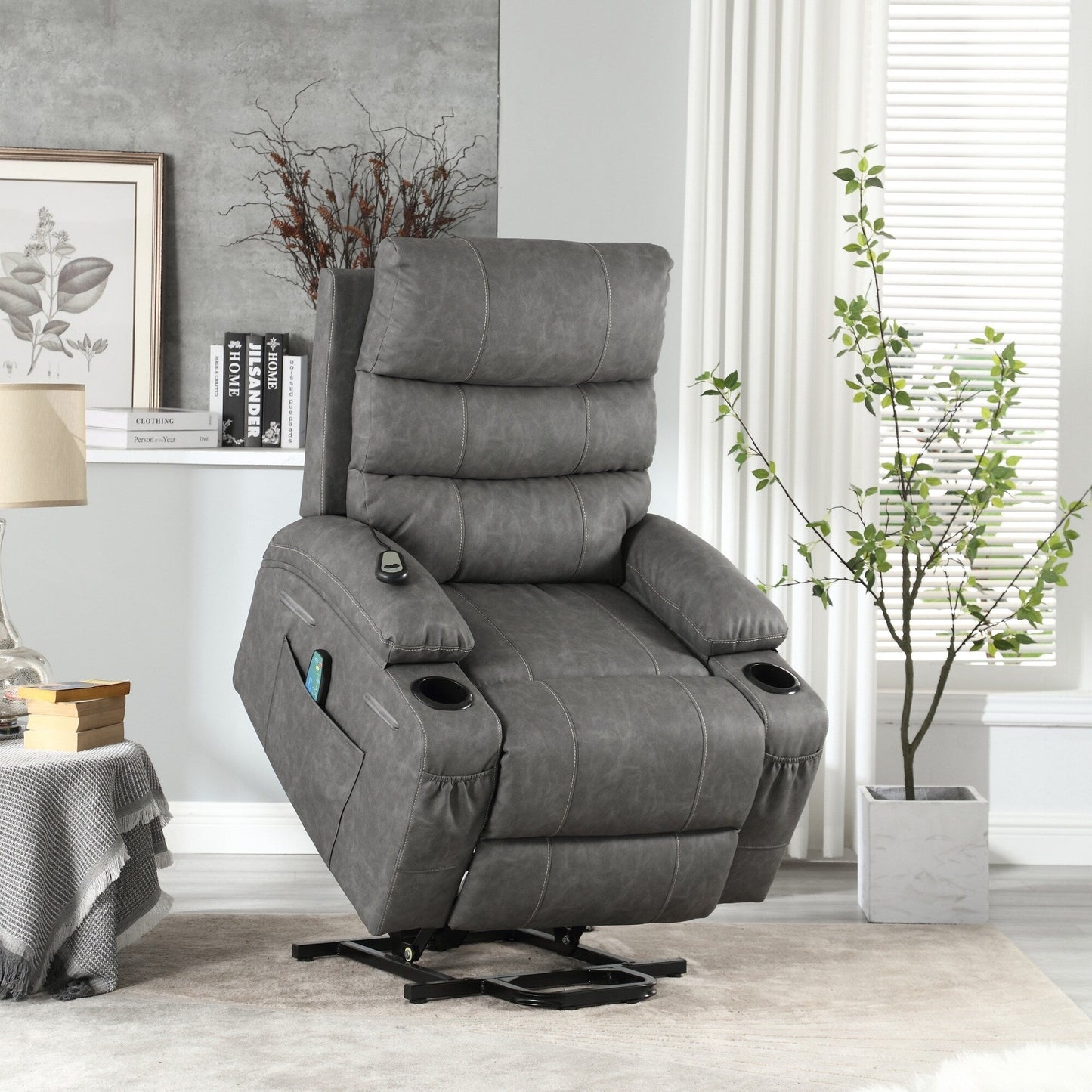 Large Size Electric Power Lift Recliner Chair Sofa with 8 Point Vibration Massage and Lumber Heat