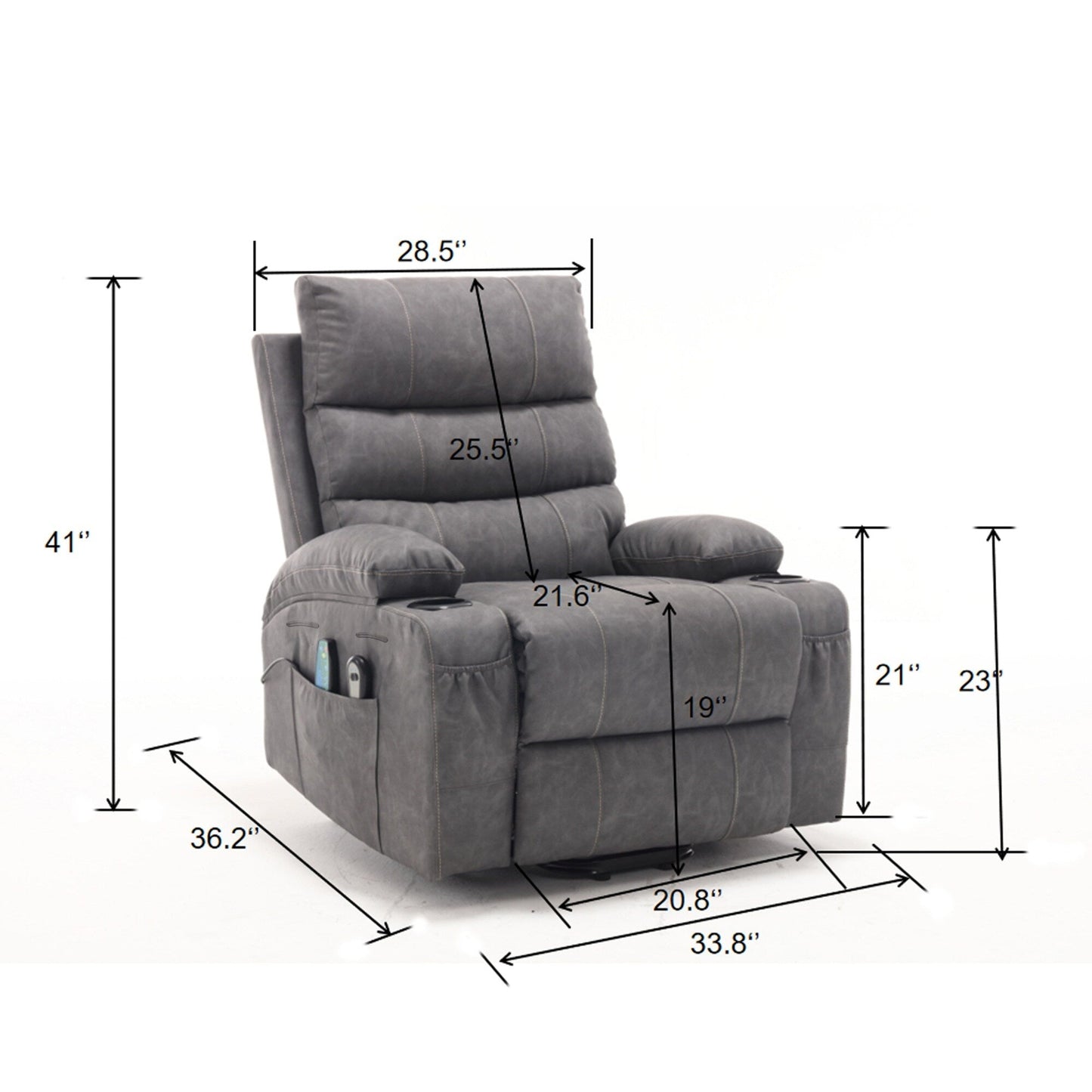 Large Size Electric Power Lift Recliner Chair Sofa with 8 Point Vibration Massage and Lumber Heat