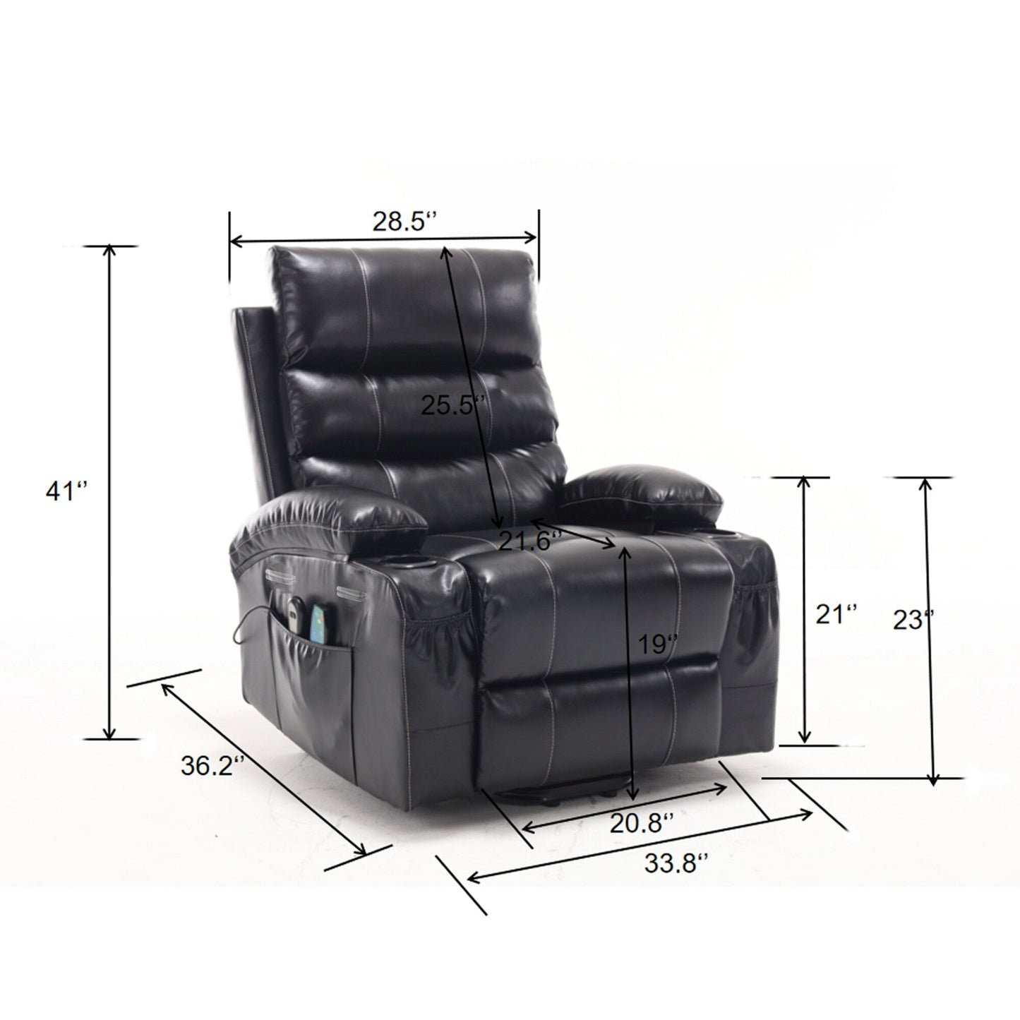 Large Size Electric Power Lift Recliner Chair Sofa with 8 Point Vibration Massage and Lumber Heat
