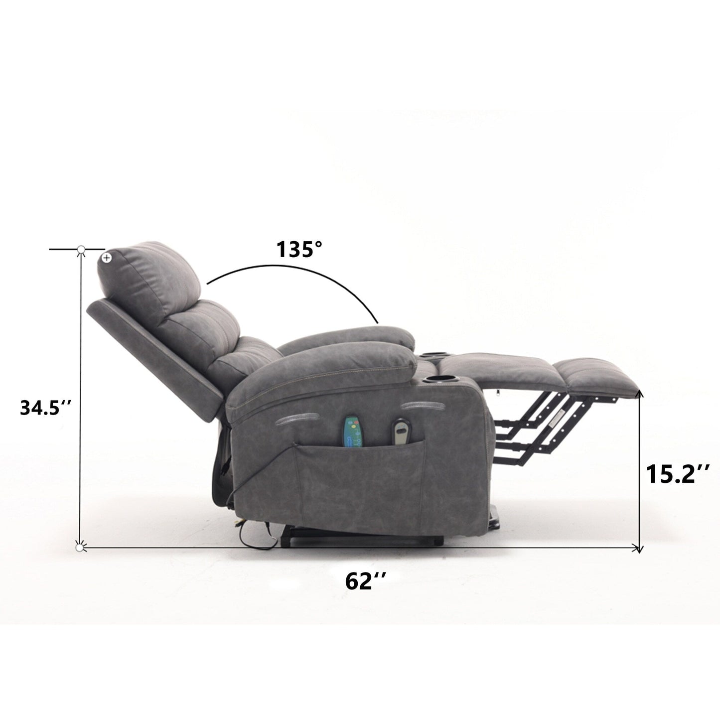 Large Size Electric Power Lift Recliner Chair Sofa with 8 Point Vibration Massage and Lumber Heat