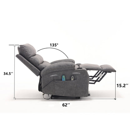 Large Size Electric Power Lift Recliner Chair Sofa with 8 Point Vibration Massage and Lumber Heat