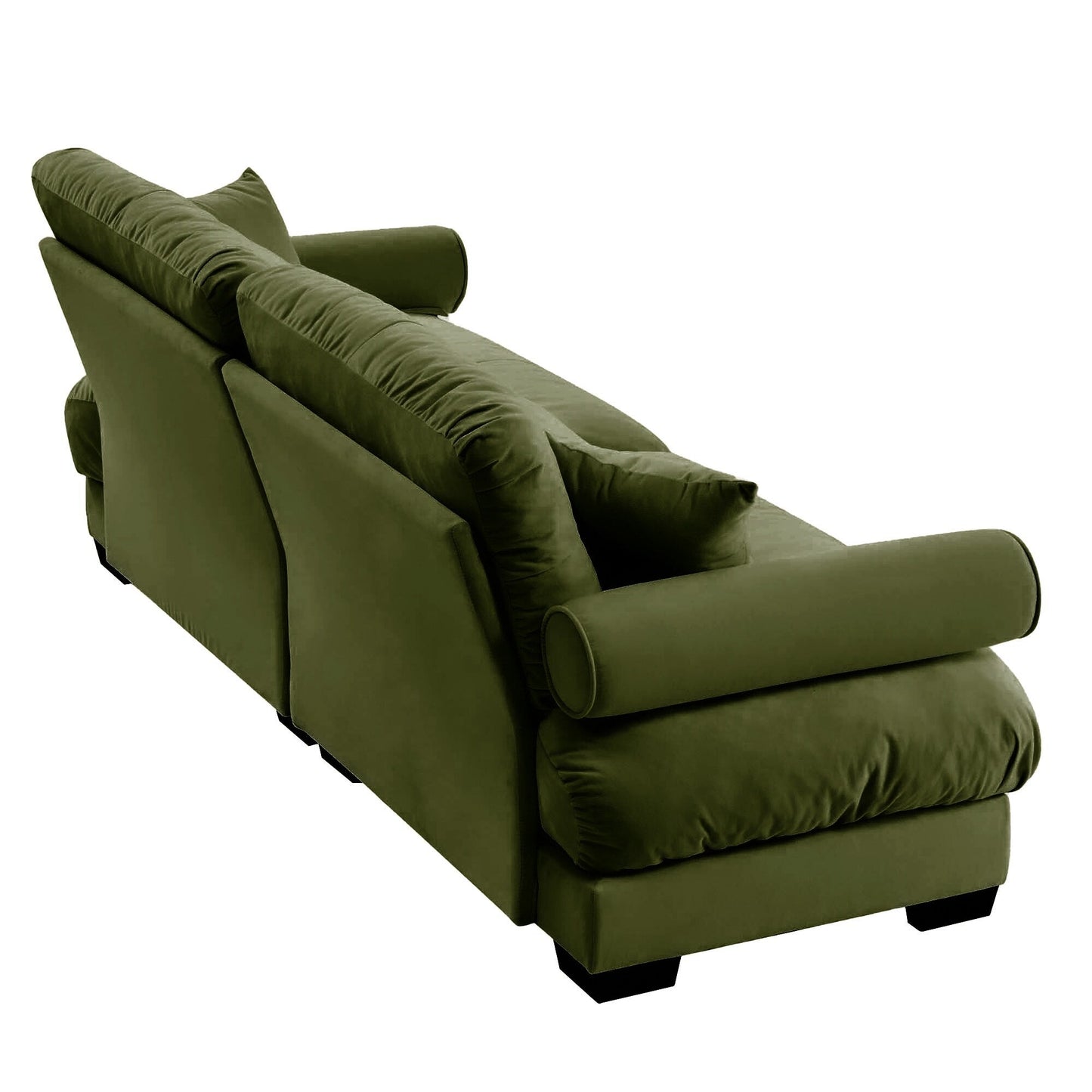 Large Size Modern Two-seater Sofa with Bolstered Armrests,Velvet 2-Seater Sofa With Waist Pillows and Throw Pillows