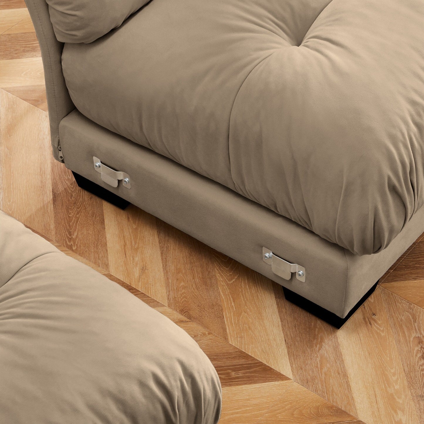 Large Size Modern Two-seater Sofa with Bolstered Armrests,Velvet 2-Seater Sofa With Waist Pillows and Throw Pillows