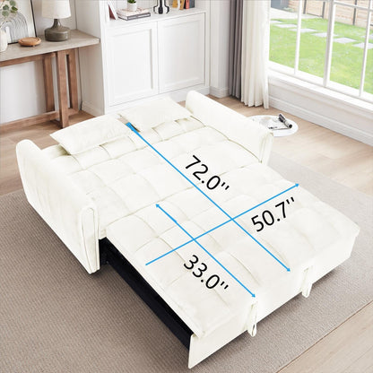 Large Velvet Sofa Bed with Adjustable Back - Space-Saving 3-in-1 Design for Living Rooms or Bedrooms