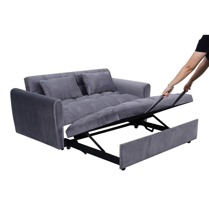 Large Velvet Sofa Bed with Adjustable Back - Space-Saving 3-in-1 Design for Living Rooms or Bedrooms