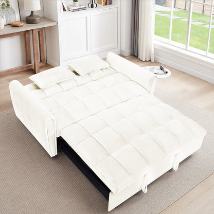 Large Velvet Sofa Bed with Adjustable Back - Space-Saving 3-in-1 Design for Living Rooms or Bedrooms
