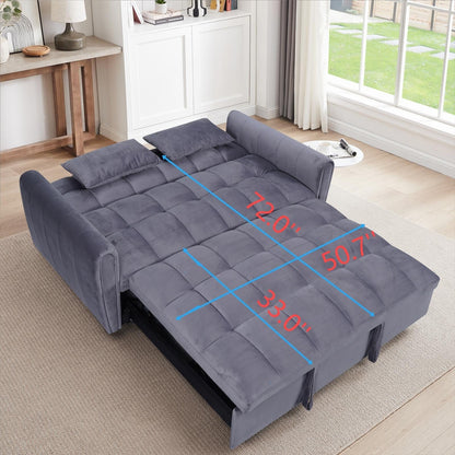 Large Velvet Sofa Bed with Adjustable Back - Space-Saving 3-in-1 Design for Living Rooms or Bedrooms