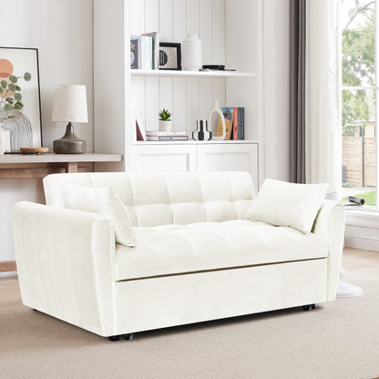 Large Velvet Sofa Bed with Adjustable Back - Space-Saving 3-in-1 Design for Living Rooms or Bedrooms