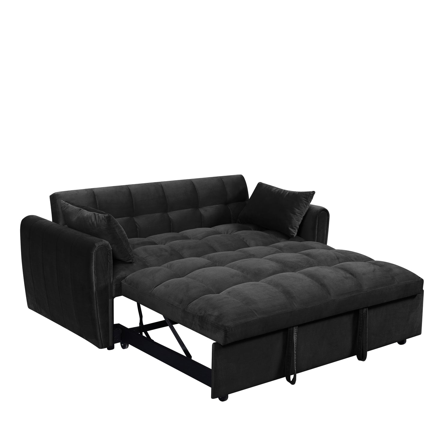 Large Velvet Sofa Bed with Adjustable Back - Space-Saving 3-in-1 Design for Living Rooms or Bedrooms