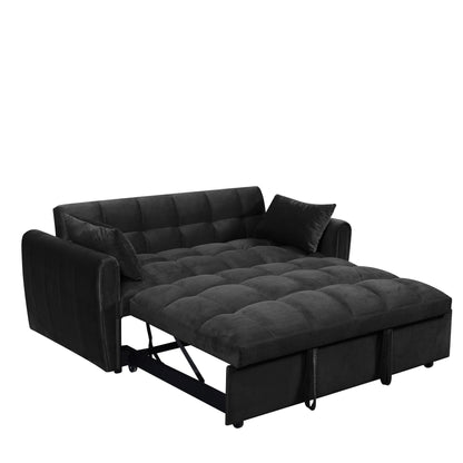 Large Velvet Sofa Bed with Adjustable Back - Space-Saving 3-in-1 Design for Living Rooms or Bedrooms