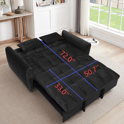 Large Velvet Sofa Bed with Adjustable Back - Space-Saving 3-in-1 Design for Living Rooms or Bedrooms