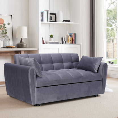 Large Velvet Sofa Bed with Adjustable Back - Space-Saving 3-in-1 Design for Living Rooms or Bedrooms