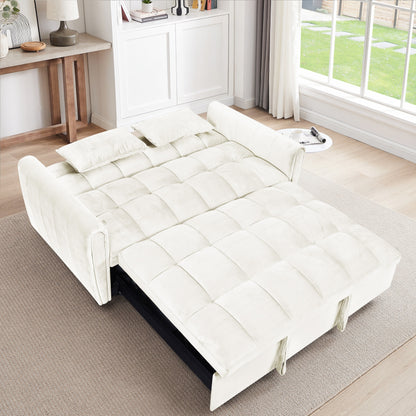 Large Velvet Sofa Bed with Adjustable Back - Space-Saving 3-in-1 Design for Living Rooms or Bedrooms