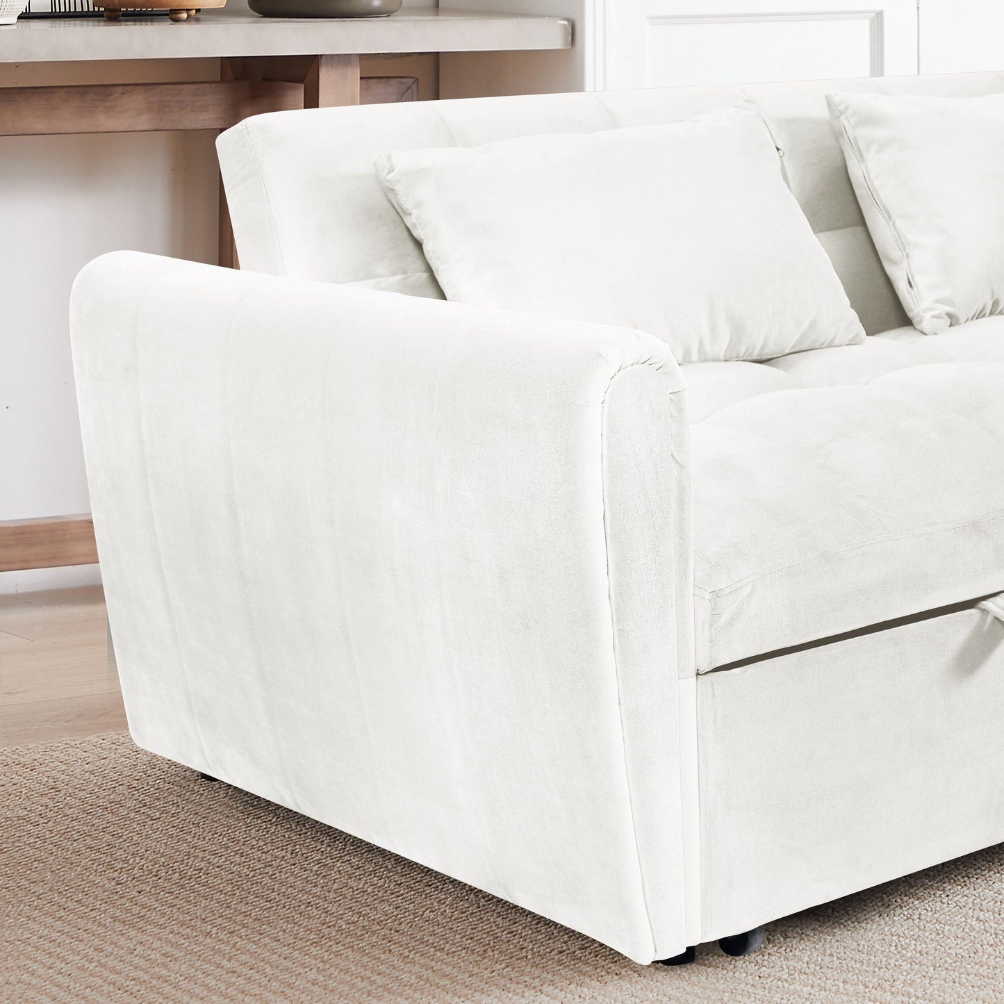 Large Velvet Sofa Bed with Adjustable Back - Space-Saving 3-in-1 Design for Living Rooms or Bedrooms