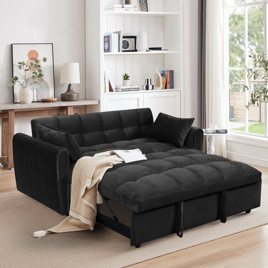 Large Velvet Sofa Bed with Adjustable Back - Space-Saving 3-in-1 Design for Living Rooms or Bedrooms