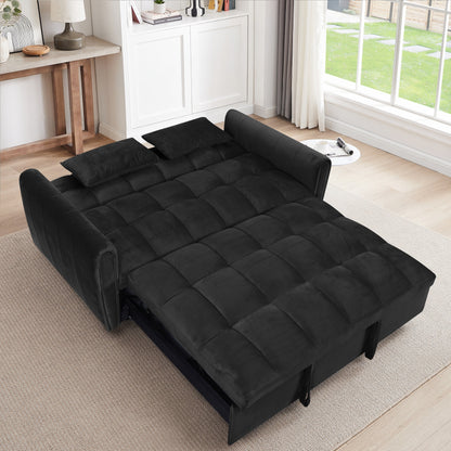 Large Velvet Sofa Bed with Adjustable Back - Space-Saving 3-in-1 Design for Living Rooms or Bedrooms