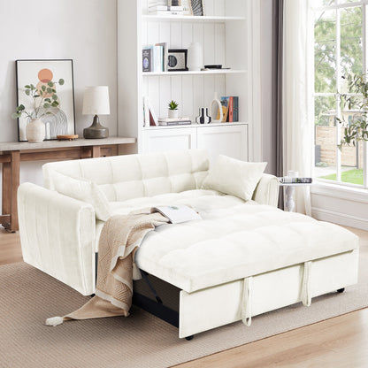 Large Velvet Sofa Bed with Adjustable Back - Space-Saving 3-in-1 Design for Living Rooms or Bedrooms