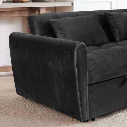 Large Velvet Sofa Bed with Adjustable Back - Space-Saving 3-in-1 Design for Living Rooms or Bedrooms