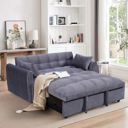Large Velvet Sofa Bed with Adjustable Back - Space-Saving 3-in-1 Design for Living Rooms or Bedrooms