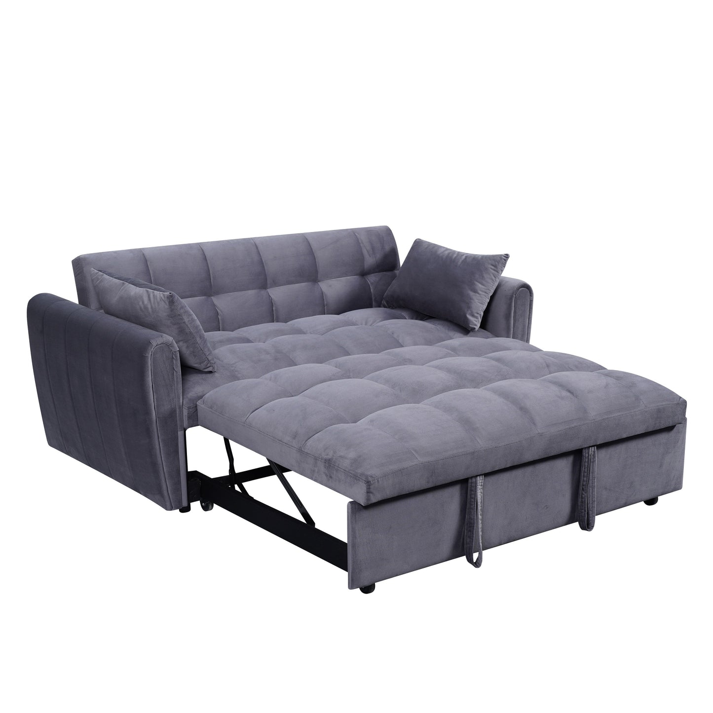 Large Velvet Sofa Bed with Adjustable Back - Space-Saving 3-in-1 Design for Living Rooms or Bedrooms