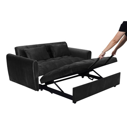 Large Velvet Sofa Bed with Adjustable Back - Space-Saving 3-in-1 Design for Living Rooms or Bedrooms