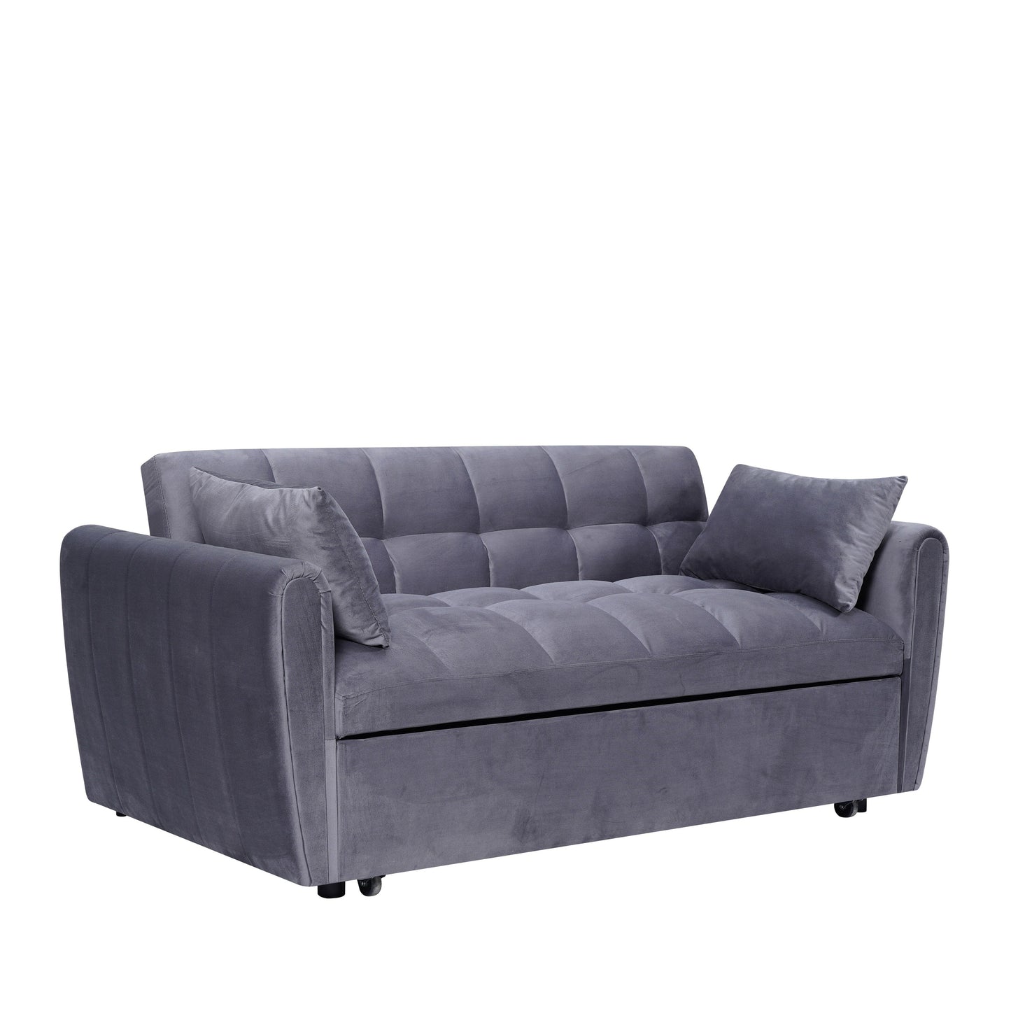 Large Velvet Sofa Bed with Adjustable Back - Space-Saving 3-in-1 Design for Living Rooms or Bedrooms