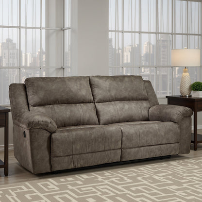 Larson Manual Reclining Oversize Sofa, Brown Faux Leather, 92 Inch