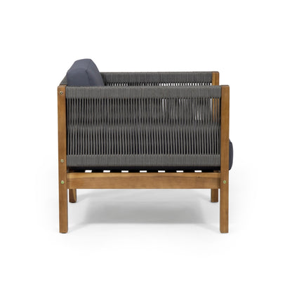 Laurel Acacia Wood and Rope Outdoor Club Chair by Christopher Knight Home