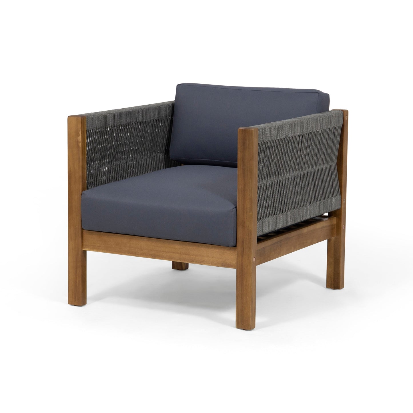 Laurel Acacia Wood and Rope Outdoor Club Chair by Christopher Knight Home