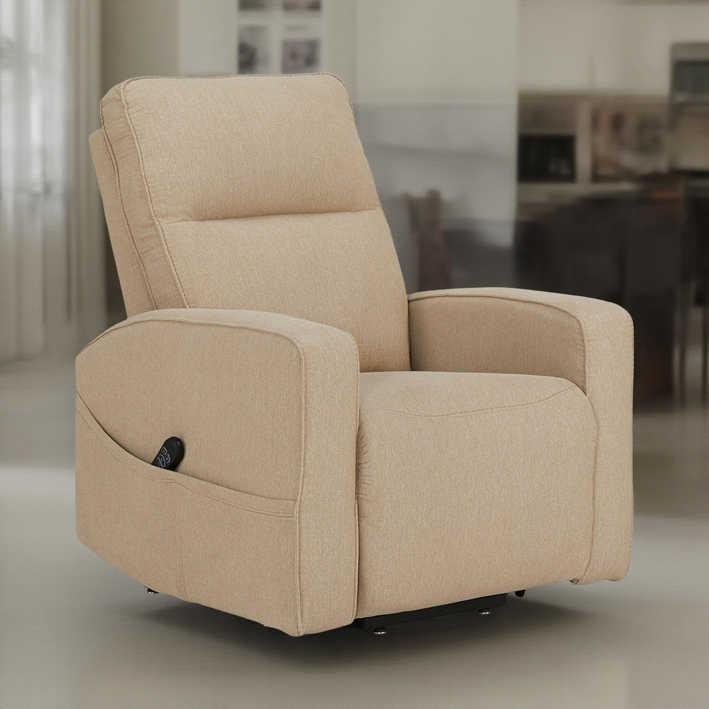 Lawson Power Lift Recliner Chair, Taupe Polyester, Soft Foam Cushioned