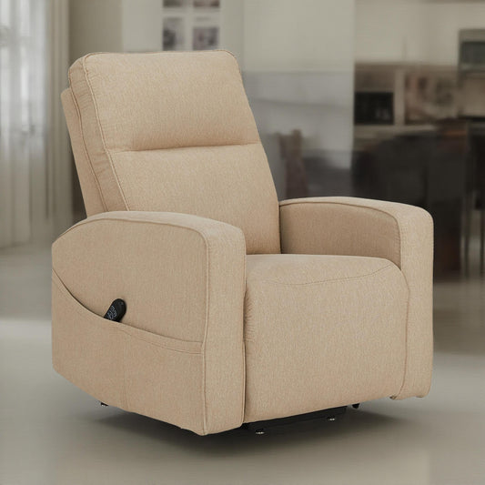 Lawson Power Lift Recliner Chair, Taupe Polyester, Soft Foam Cushioned