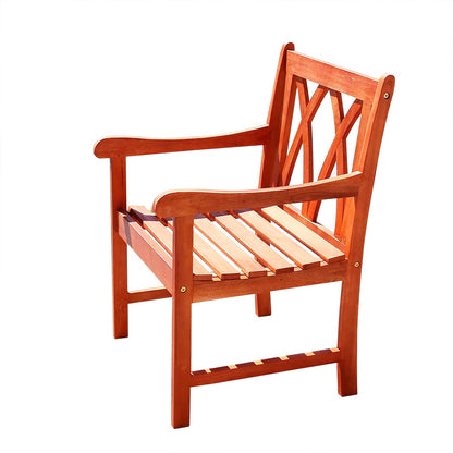 Lazarus 5-Piece Reddish Brown Tropical Wood Patio Table and Armchair Dining Set