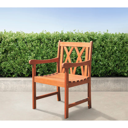 Lazarus 5-Piece Reddish Brown Tropical Wood Patio Table and Armchair Dining Set