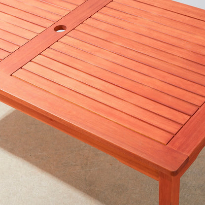 Lazarus 5-Piece Reddish Brown Tropical Wood Patio Table and Armchair Dining Set