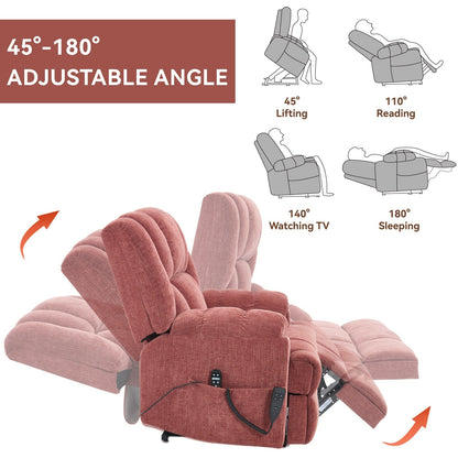 Lazy Boy Dual Motor Power Lift Chenille Recliner Chair with Massage and Heat & Power-Remote, Infinite Position