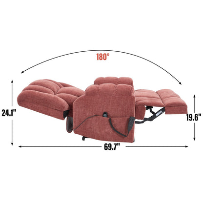 Lazy Boy Dual Motor Power Lift Chenille Recliner Chair with Massage and Heat & Power-Remote, Infinite Position