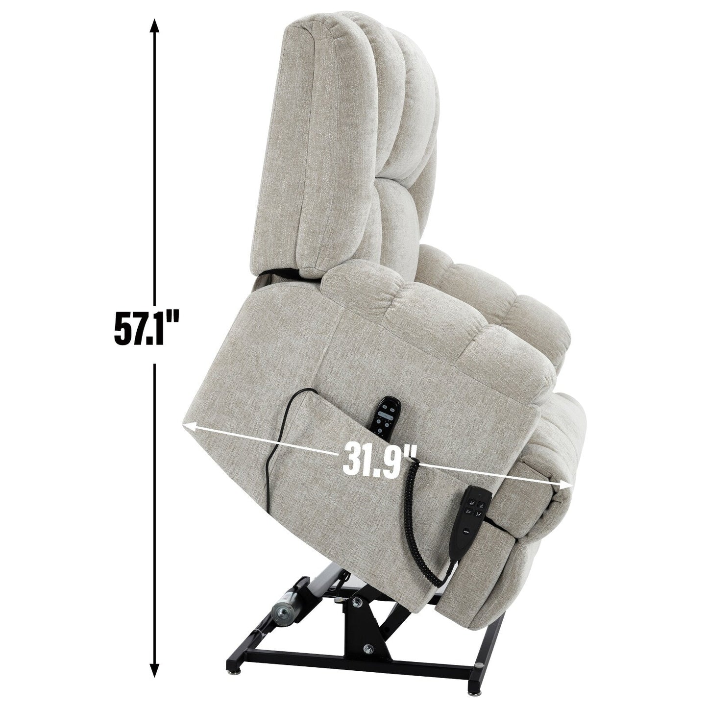 Lazy Boy Dual Motor Power Lift Chenille Recliner w/Massage and Heat  Power-Remote