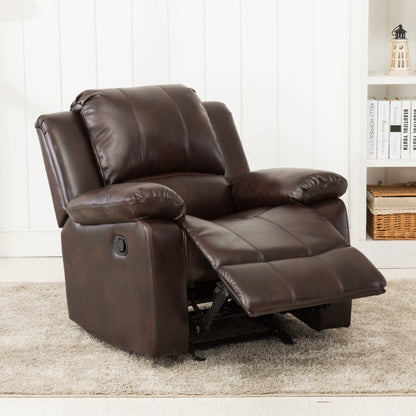 Leather Gel Glider Recliner with Sturdy Wood Frame  Heavy Duty Steel Mechanism