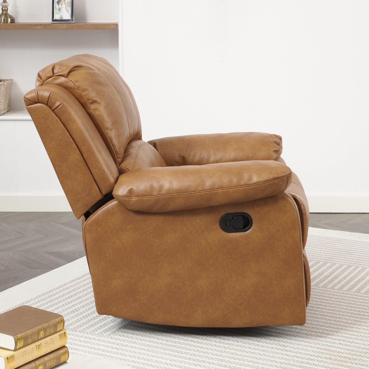 Leather Gel Glider Recliner with Sturdy Wood Frame  Heavy Duty Steel Mechanism