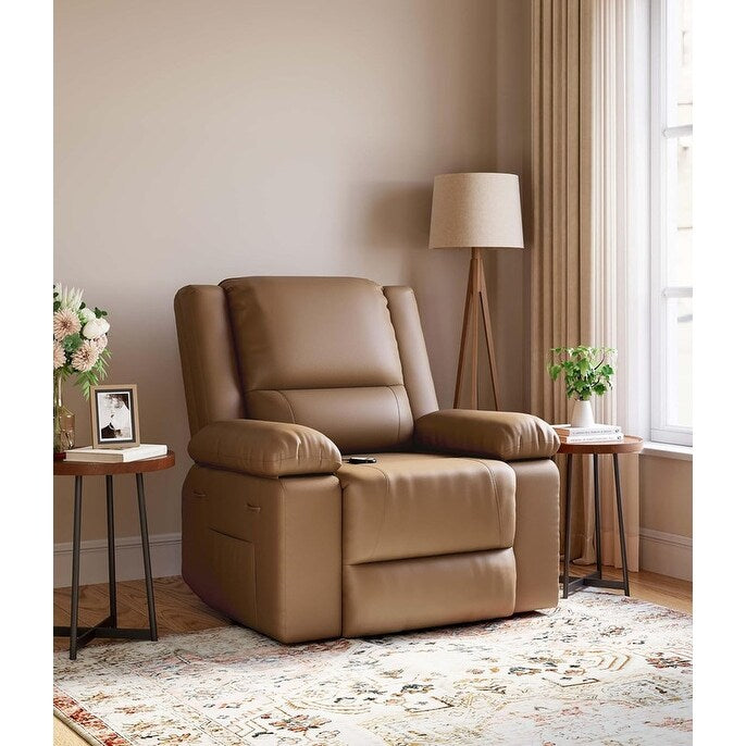 Leather Power Lift Recliner with Heat & Massage