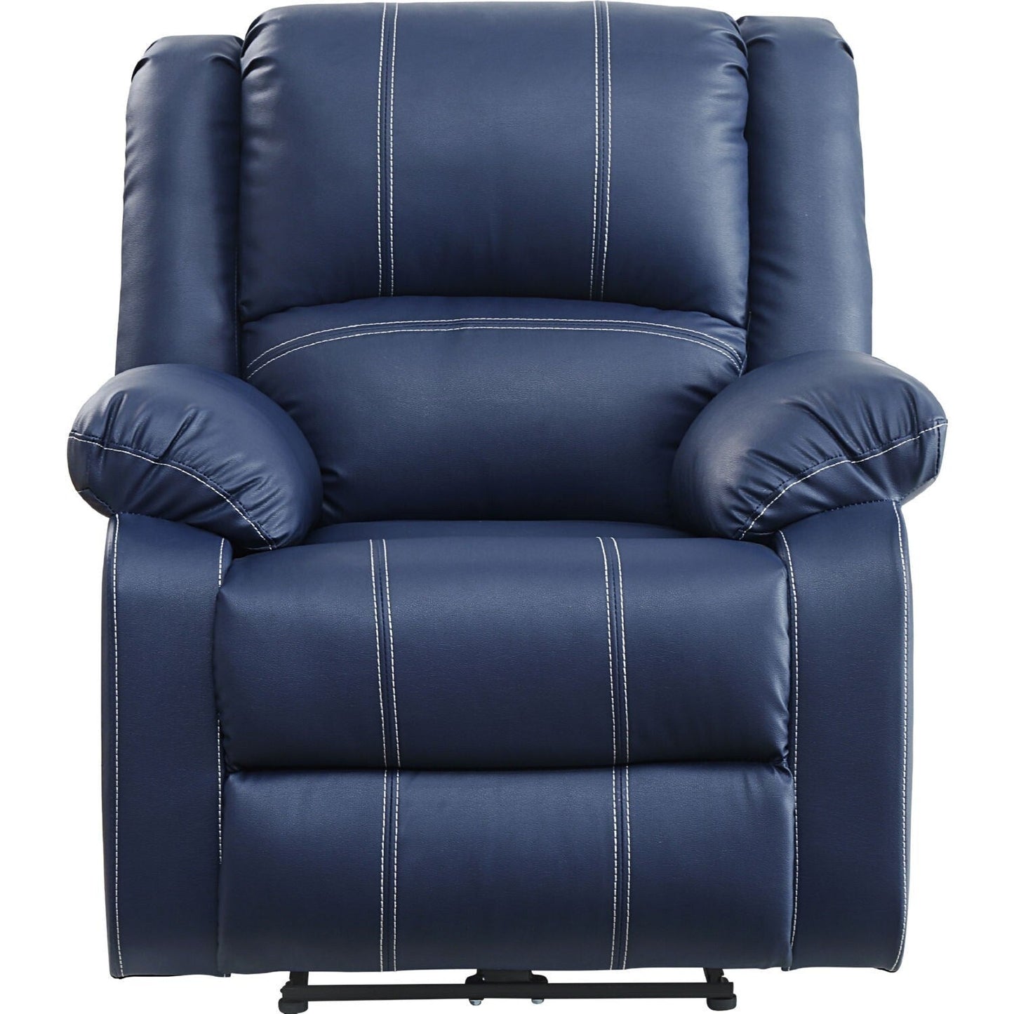 Leatherette Power Recliner Sofa with Pillow Top Armrests, Blue