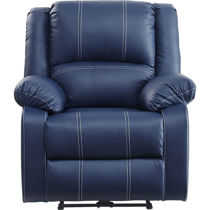 Leatherette Power Recliner Sofa with Pillow Top Armrests, Blue