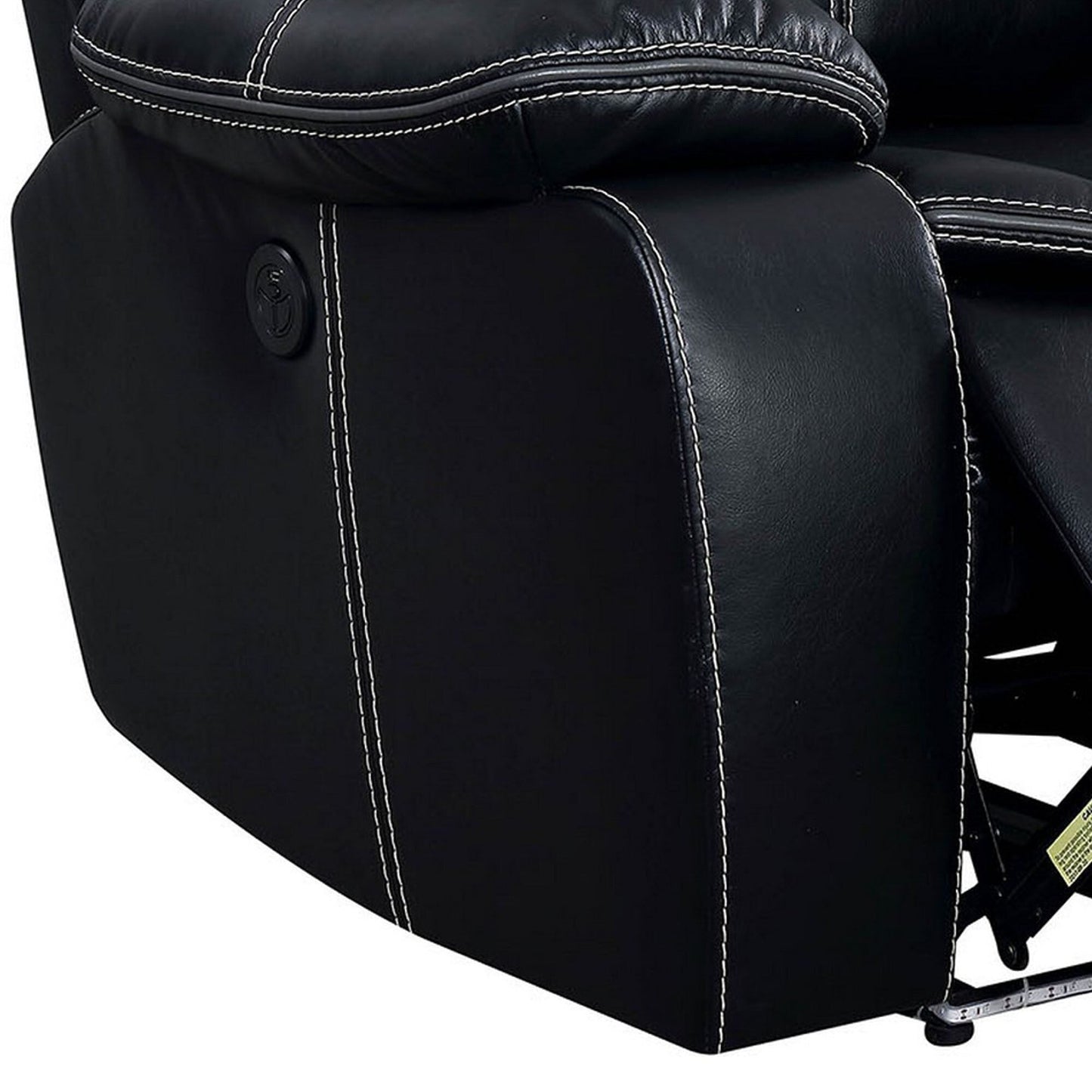 Leatherette Power Recliner With Cup Holders & Storage, Black