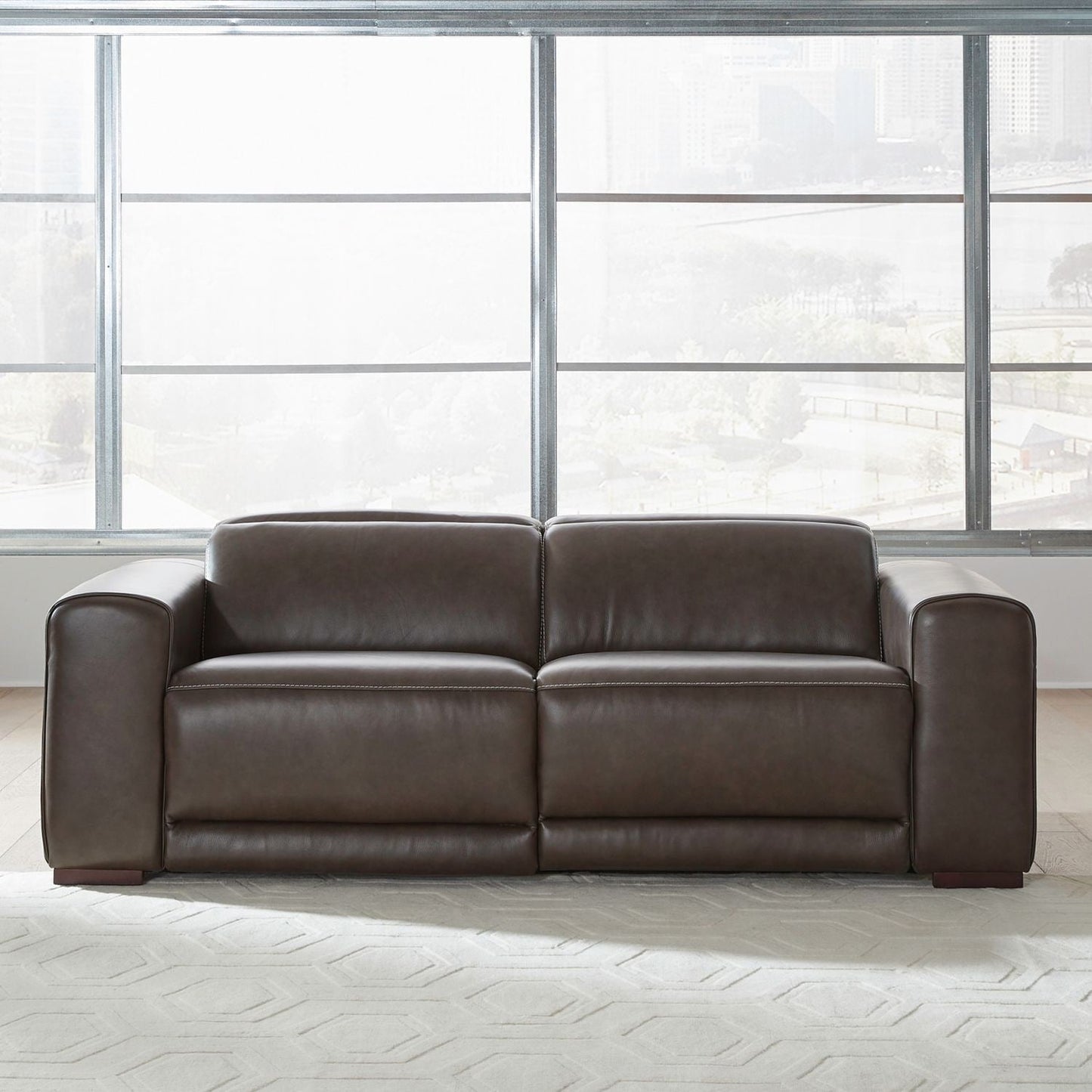 Liberty Furniture Deacon Power Reclining Sofa Charcoal Leather - Width 88 x Depth 41 x Height 31
