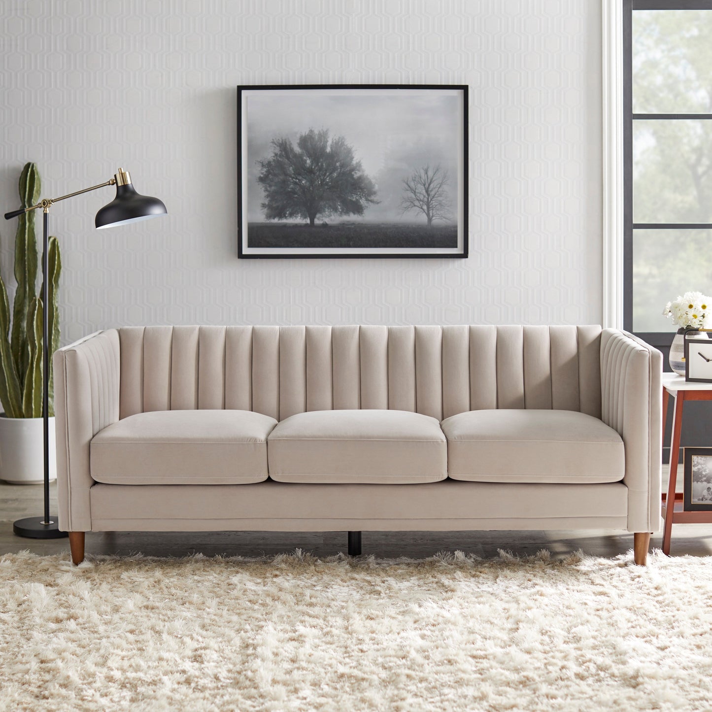 Lifestorey Paxton Channel Back Tuxedo Sofa