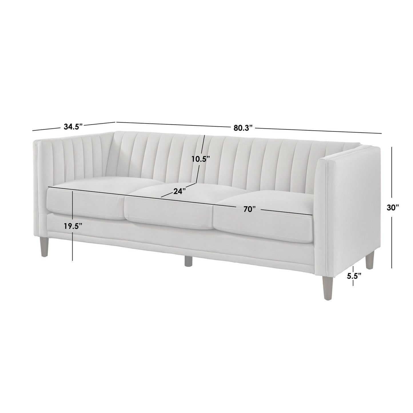 Lifestorey Paxton Channel Back Tuxedo Sofa