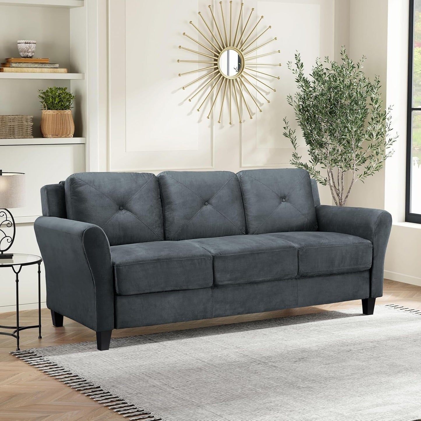 Lifestyle Solutions Harrington Sofa - Modern Grey & Dark Grey Two-Tone Upholstered Loveseat for Living Room