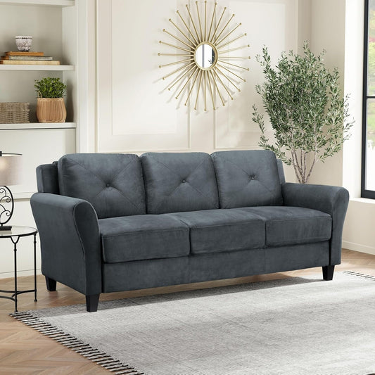 Lifestyle Solutions Harrington Sofa - Modern Grey & Dark Grey Two-Tone Upholstered Loveseat for Living Room