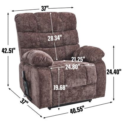Lift Recliner Chair Heat Massage Dual Motor Infinite Position Large Electric Power Lift Recliners with Power-Remote