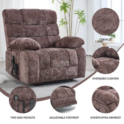 Lift Recliner Chair Heat Massage Dual Motor Infinite Position Large Electric Power Lift Recliners with Power-Remote